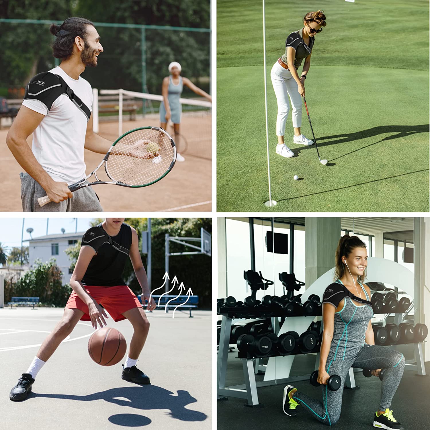 Shoulder support for sports top
